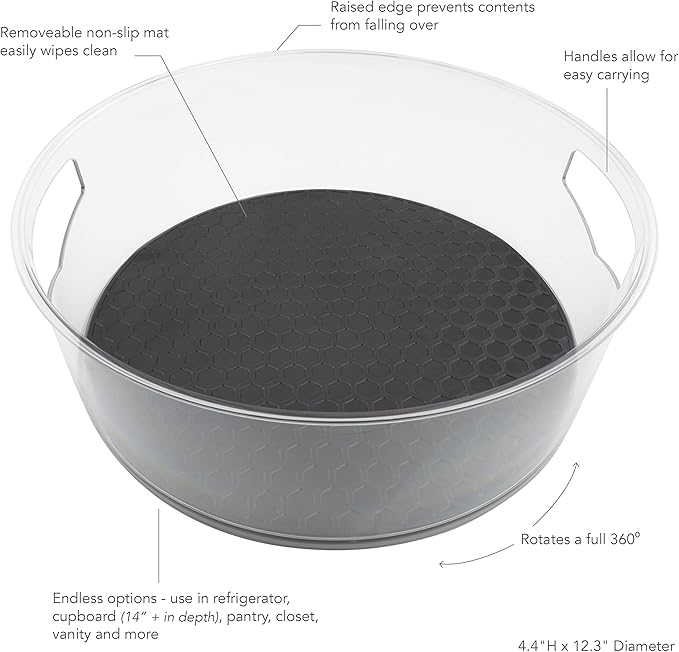 Spectrum Lazy Susan Organizer, Hexa Large (1-Pack) - Lazy Susan Turntable for Cabinet, Refrigerator, Pantry, Table, & Shelf - Rotating & Spinning Pantry Organization - Spice Rack Storage for Fridge