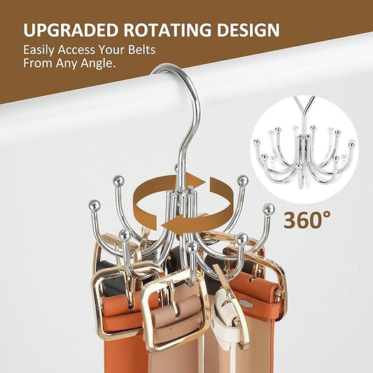 ZEDODIER Belt Hanger, Belt Organizer for Closet, Keeping Belts Visible and in Good Condition, Hanging Tie Rack Holder, Closet Organizers and Storage, Silver