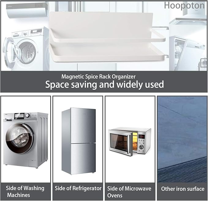 Magnetic Spice Rack Single Tier Refrigerator spice organizer Shelf, Easy to Install The Side of the Refrigerator