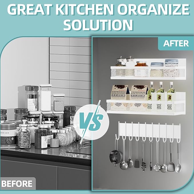 Magnetic Spice Rack for Refrigerator, 3 Pack Magnetic Shelf for Refrigerator, Movable Magnetic Basket is Used for Side Storage in Ovens, Microwaves, or Washing Machines