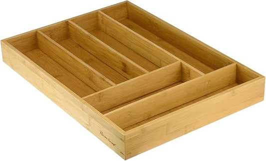 Heim Concept Drawer Organizer Bamboo Cutlery Tray Silverware Organizer/Utensil Holder, Drawer Dividers Organizer for Silverware, Flatware, Knives in Kitchen
