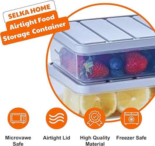 Airtight Food Storage Containers with Lids, Refrigerator Organizers and Storage, Freezer Organizer Bins, Set of 2, 34 Oz, Light Grey