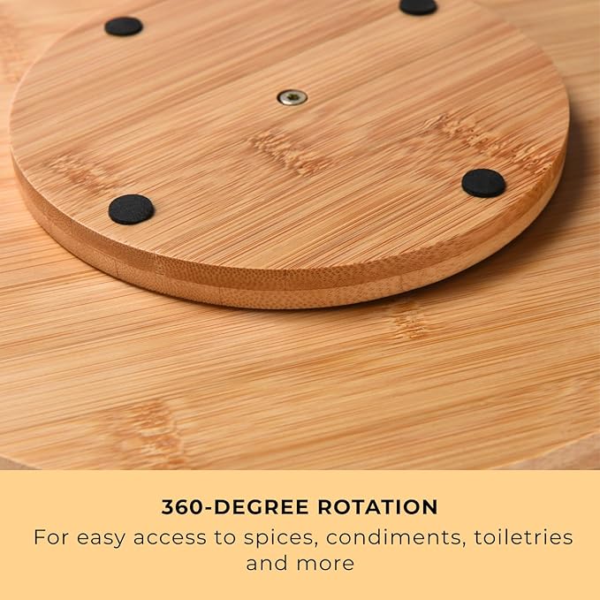 Prosumer's Choice Bamboo Lazy Susan Spinning Organizer Turntable - 10x10-Inch Revolving Condiment and Spice Rack - Multipurpose Rotating Bamboo Wood Organizer for Kitchen Countertop or Bathrooms