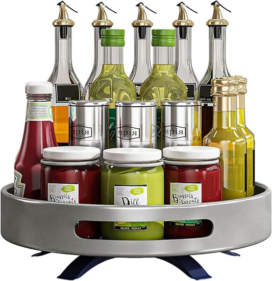 1 Tier Lazy Susan Organizer,Organizer Spice Rack for Cabinet,Turntable Organizer for Cabinet Pantry Table Organization,12inch Silver