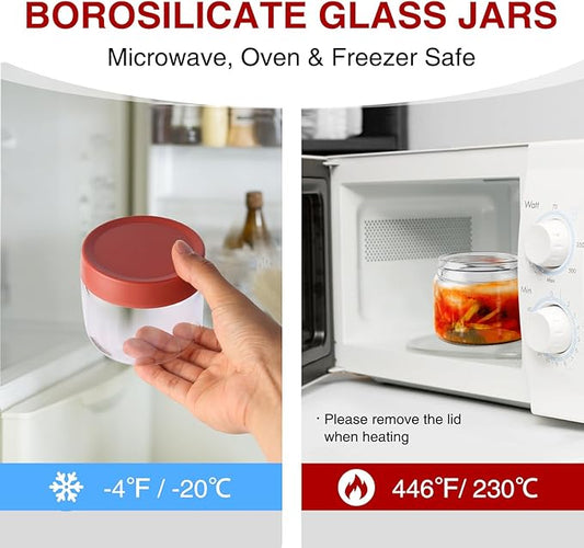 10oz Borosilicate Glass Jars with Lids - Freezer to Oven Safe(-4°F to 446°F), Airtight Meal Prep Containers for Overnight Oats, Snacks, Coffee, Microwave & Dishwasher Safe (6pack)