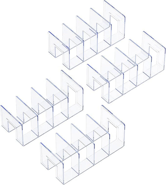 YAGELI Clear Acrylic Purse/Handbag Organizer - 4 Sections Divider for Closet Storage - Sturdy Organizer Rack for Purses, Handbags, and Clutches(4Pack-4Sections)