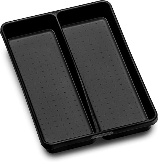 madesmart Premium Antimicrobial Classic Mini Utensil Tray Soft Grip, Non-Slip Kitchen Drawer, Multi-Purpose Home Organization, EPA Certified, 2 Compartments, Carbon