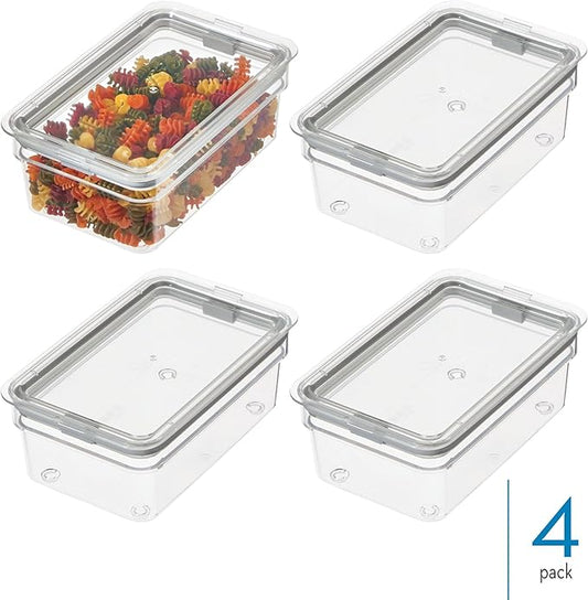 iDesign Medium Food Storage Bin with Airtight Lid for Kitchen or Pantry Storage - Set of 4 - Clear