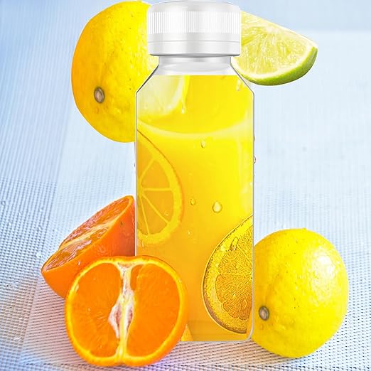 8 Pcs 8 Oz Juice Bottles Plastic Mini Fridge Bottles, Leak Proof, Beverage Containers for Juice, Smoothie, Milk, White Lid