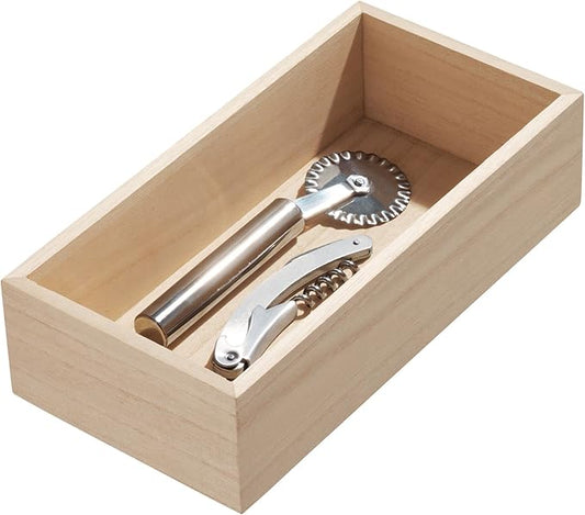 iDesign Renewable Paulownia Wood Collection Drawer Organizer Bin, 5" x 10" x 2.5", Natural