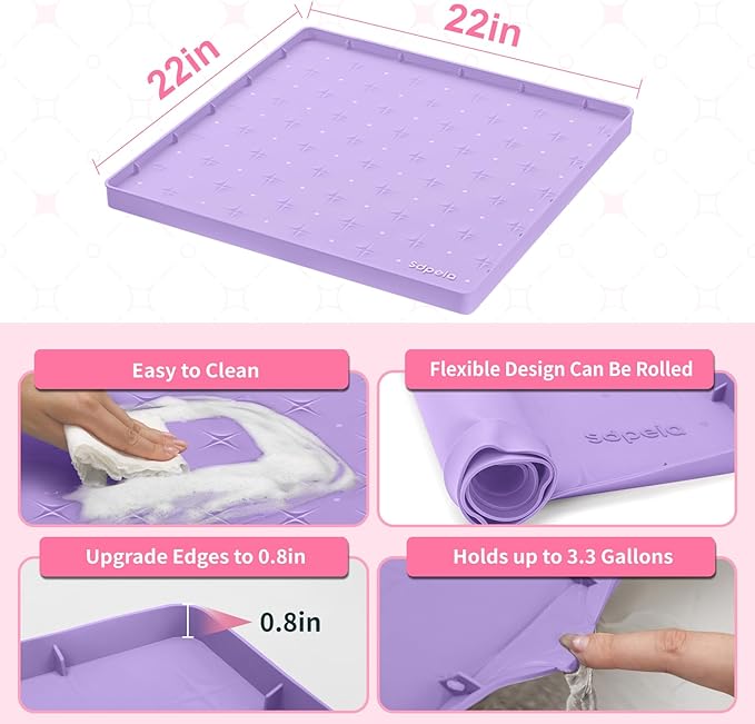 Sdpeia Under Sink Mat for [22" x 22"] Cabinet, Upgraded Silicone Waterproof Mat Kitchen Cabinet Liner Cabinet Protector Kitchen Organizers and Storage