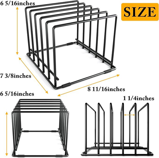 Kitchen Pan Organizer and Pot Rack, 5-Slot Steel Holder for Thin Pans, Baking Trays, and Cutting Boards - Space-Saving Storage