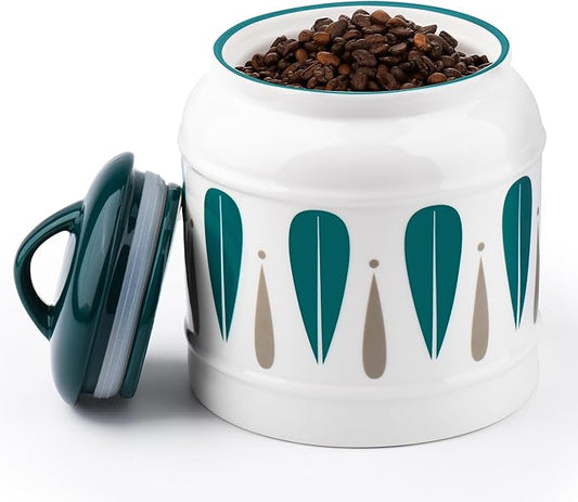 10cup/85oz Large Ceramics Jar with Lid,Big Dry Food Storage Canister Container Porcelain Kitchen Countertop Pantry Farmhouse Round Heavy Store Candy Bean Flour Snacks Cookie Cereal (Green)