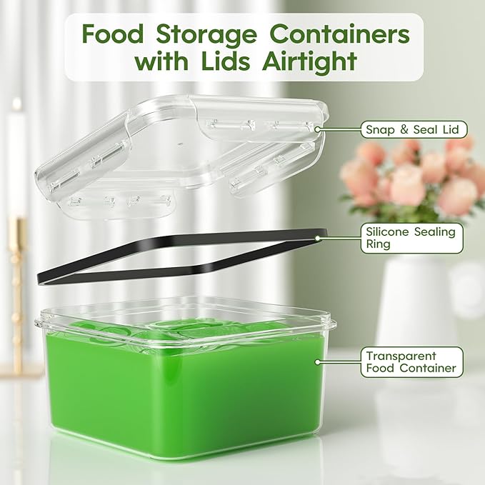 36-Piece Food Storage Containers with Lids(18 Containers & 18 Lids), Plastic Food Containers for Pantry & Kitchen Storage and Organization, BPA-Free, Leak Proof, Reusable with Labels & Pen