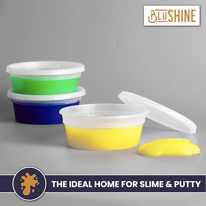 [40 Sets] 8 oz. Plastic Deli Food Storage Containers with Airtight Leak Proof Lids - Reusable - Microwave, Fridge, and Freezer Safe