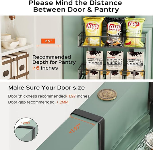 Black 8-Tier Over The Door Pantry Organizer, Pantry Organization And Storage, Metal Hanging Spice Rack Shelves Door, Home & Kitchen Essentials, Laundry Room Bathroom Organization