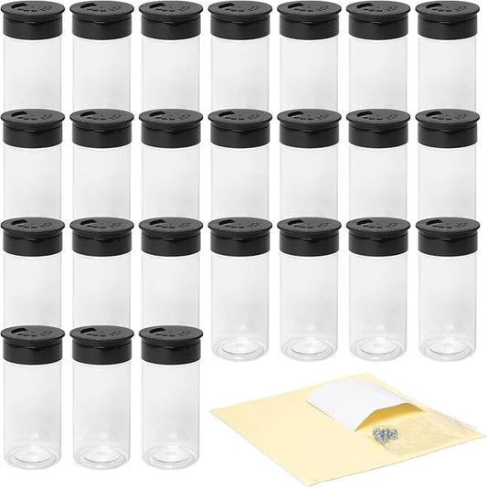Spice Keepers - 12 Spice Jars - Easy Access Spice Jar Set - View & Store 100mL Jars - Seasonings & Spices - Use With Coffee Keeper Rack - Kitchen Organization (12 ct) Black