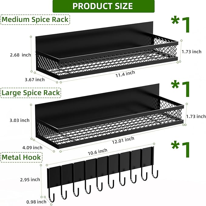 Magnetic Spice Rack for Refrigerator, 3 Pack Magnetic Shelf for Refrigerator, Movable Magnetic Basket is Used for Side Storage in Ovens, Microwaves, or Washing Machines