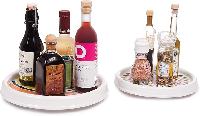 French Bull Lazy Susan Round Rotating Melamine Kitchen Pantry Cabinet Tableware Organizer-Platter, Turntable, Serving, 11-inch, Ziggy