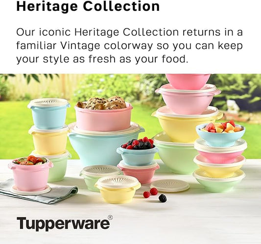 Tupperware Heritage Collection, 36 Piece Food Storage Container Set in Vintage Colors, Dishwasher Safe and BPA Free (18 containers, 18 lids)