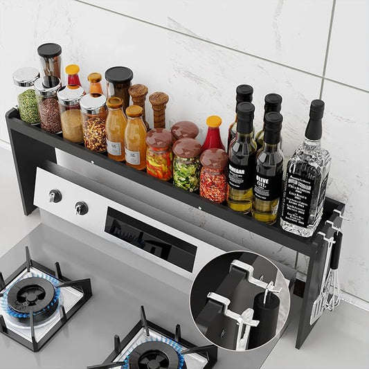 NKM 32.5inch bamboo spice rack,stove top shelf,over the stove shelf for back of stove,kitchen counter shelf for spice organization