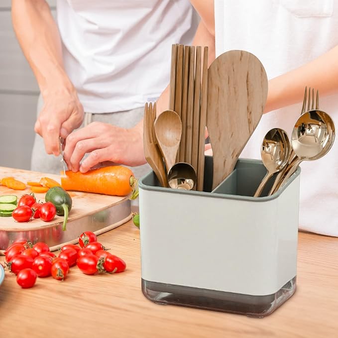 Kitchen Utensil Holder for Countertop Cutlery Holder Cutlery Drainer Flatware Organizer Utensil Crock Holder Caddy