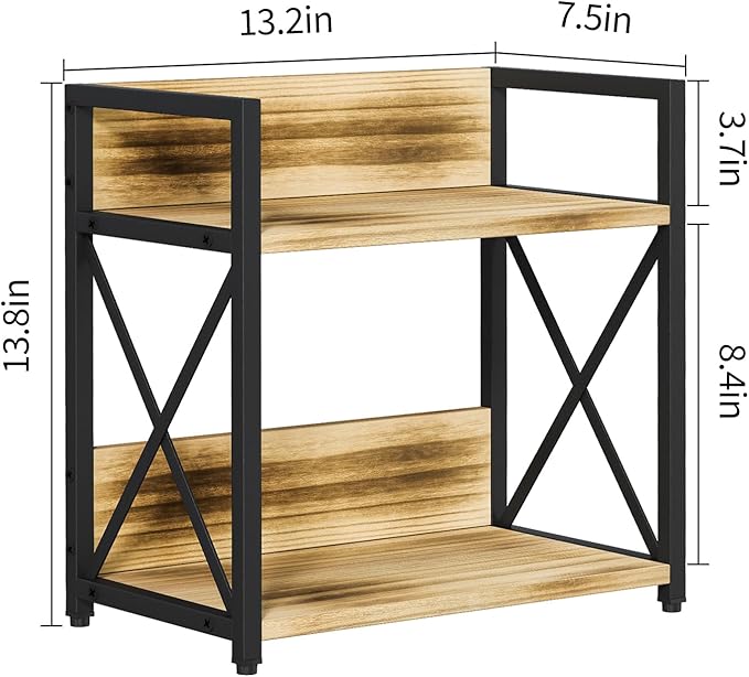 YINMIT Countertop Shelf Organizer,Coffee Bar Accessories,Spice Rack,Coffee Counter Shelf,2 Tier Coffee Organizer Station for Mugs,Cups,Cream,Syrup(Flame-colored, Medium)
