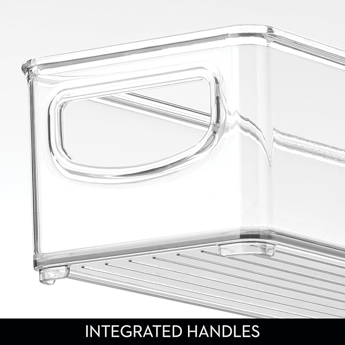 iDesign Small Stackable Pantry Bin with Handles - Organizer Bins for Kitchen, Clear, Made in USA
