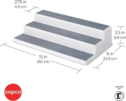 Copco Non-Skid 3-Tier Spice Pantry Organizer, 15-Inch, Durable Gray