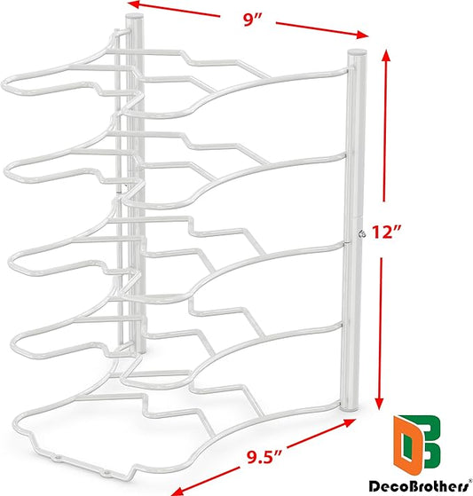 Deco Brothers Pan Organizer Rack for Kitchen Cabinet and Counter, White