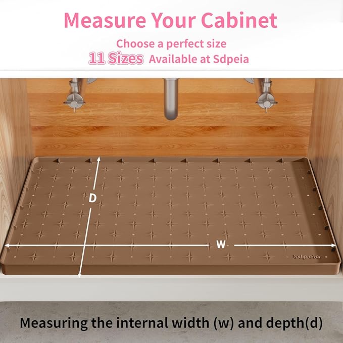 Sdpeia Under Sink Mat for [19" x 12"] Cabinet, Upgraded Silicone Waterproof Mat Kitchen Cabinet Liner Cabinet Protector Kitchen Organizers and Storage