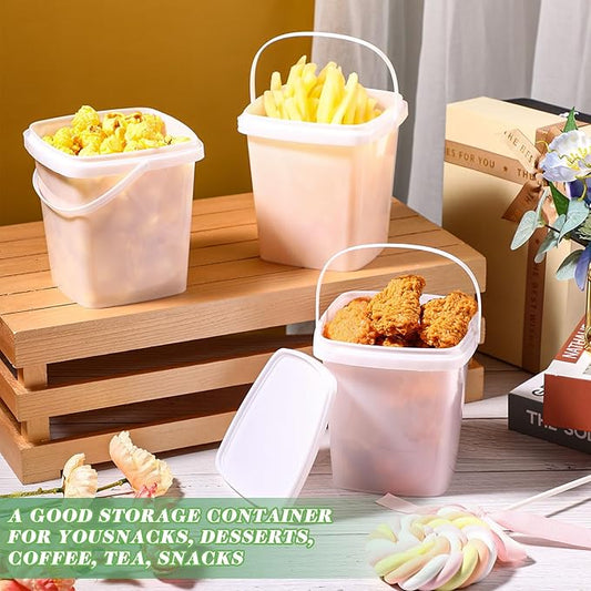 Mifoci 24 Pcs Plastic Food Containers Ice Cream Buckets with Lids and Handle Reusable Square Deli Containers Freezer and Microwave Safe for Kitchen Food Drinks Storage(101 Oz / 3.1 Qt / 0.79 Gallon)