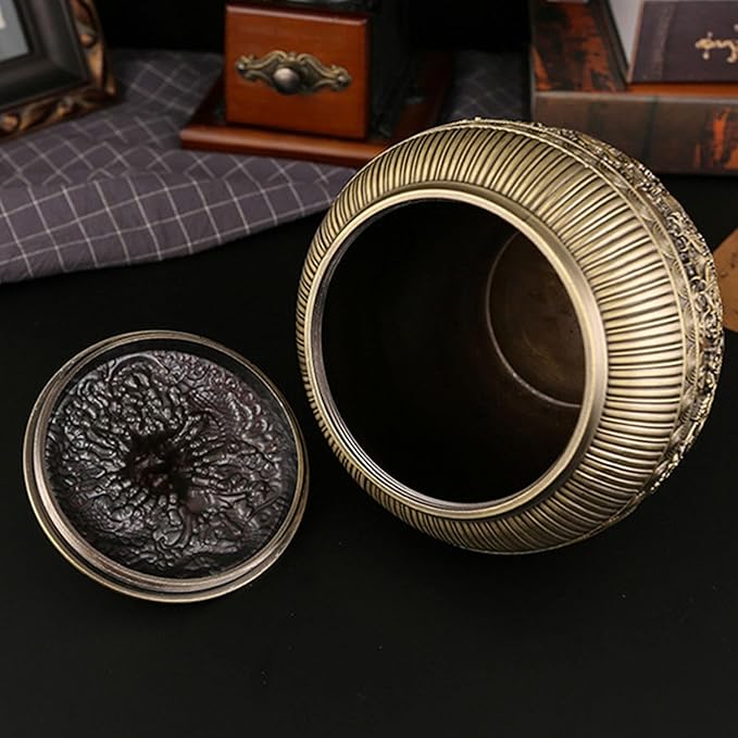Fockety Tea Canister, Vintage Alloy China Storage, China Dragon Airtight Design Tea Bag Canister, Decorative Loose Tea Storage Container Multipurpose Tea Jar for Kitchen Cabinet