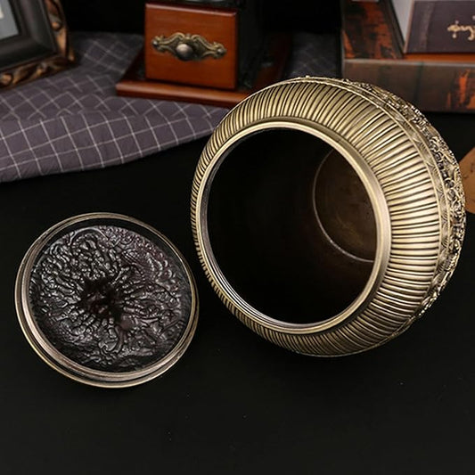 Fockety Tea Canister, Vintage Alloy China Storage, China Dragon Airtight Design Tea Bag Canister, Decorative Loose Tea Storage Container Multipurpose Tea Jar for Kitchen Cabinet
