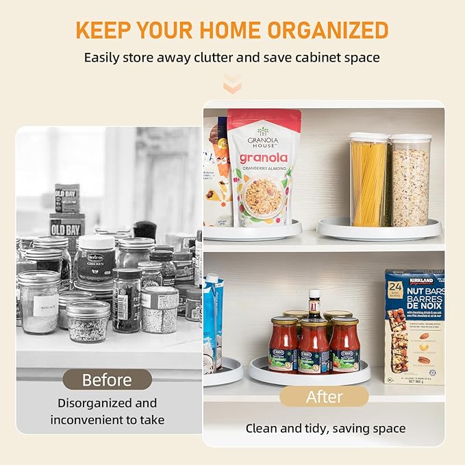 Lazy Susan Organizer, 10 Inch Silicone Non-Skid Lazy Susan Turntable for Cabinet, Fridge, Kitchen, Bathroom, Vanity, Countertop, Pantry Organization and Storage(1pcs,10inch)