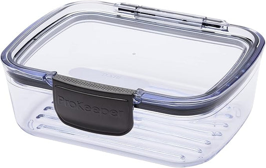 Progressive Prokeeper + Deli Storage Set: Air-Tight Silicone Sealed Containers w Grooved Bottom, Dry Erase Lid, BPA-Free, Stackable, Keeps Meats & Cheeses Fresh Longer, PKS-705C Mini Deli 0.69L