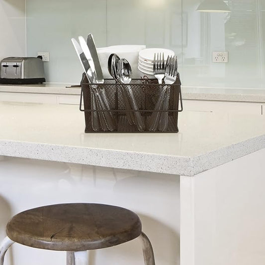Sorbus® Utensil Caddy — Silverware, Napkin Holder, and Condiment Organizer — Multi-Purpose Steel Mesh Caddy—Ideal for Kitchen, Dining, Entertaining, Tailgating, Picnics, and much more (Bronze)