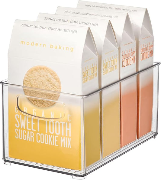 iDesign Stackable Pantry Bin with Handles for Cabinets, Fridge or Freezer, Clear, Made in USA