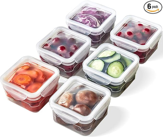 6 Pack Vegetable and Fruit Storage Containers for Fridge, Food Storage Containers with Silicone Lid, Refrigerator Vegetable Crisper Makes Food Stays Fresh Longer, BPA Free & Reusable
