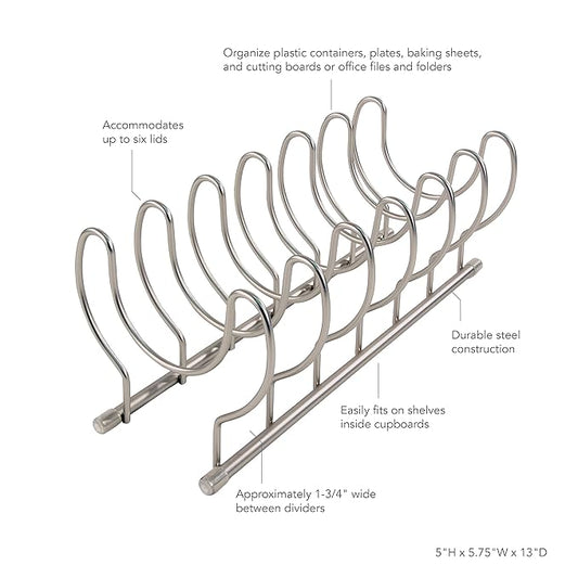 Spectrum Diversified Euro Lid Organizer, Plate Rack, Lid Holder, Rounded, Satin Nickel