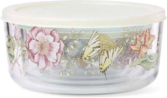 Lenox 897944 Butterfly Meadow Glass Food Storage Containers With Lids, Set Of 4
