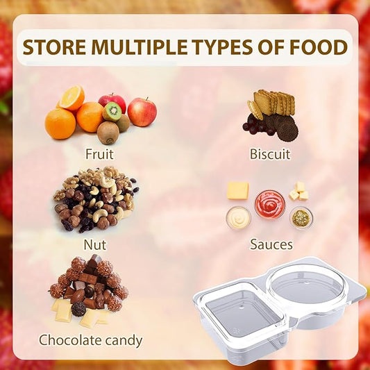 18Pcs Double Compartment Snack Containers with Lid,Travel Size Condiments,Sauce Containers,2 Compartment Lunch Box