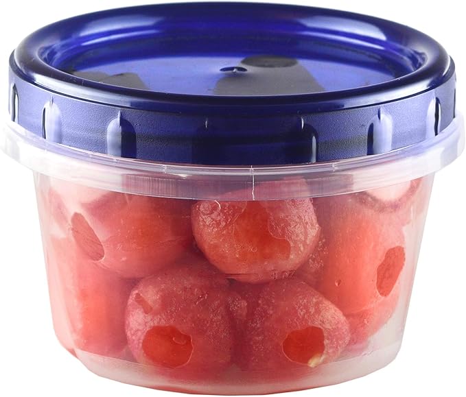 [16Oz - Blue - 5 Pk] Twist Top Food Storage Containers Leak-Proof, Airtight Soup Storage Canisters with Screw & Seal Lids BPA-Free, Stackable, Reusable Kitchen Essentials 16-Ounce