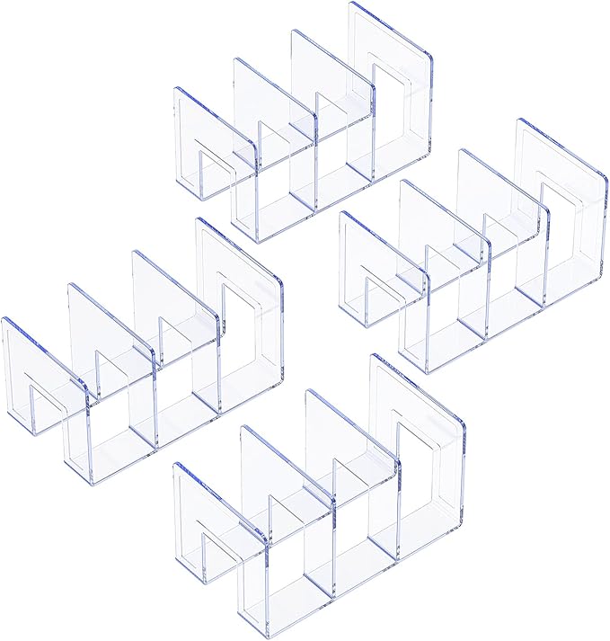 YAGELI Clear Acrylic Purse/Handbag Organizer - 3 Sections Divider for Closet Storage - Sturdy Organizer Rack for Purses, Handbags, and Clutches (4Pack-3Sections)