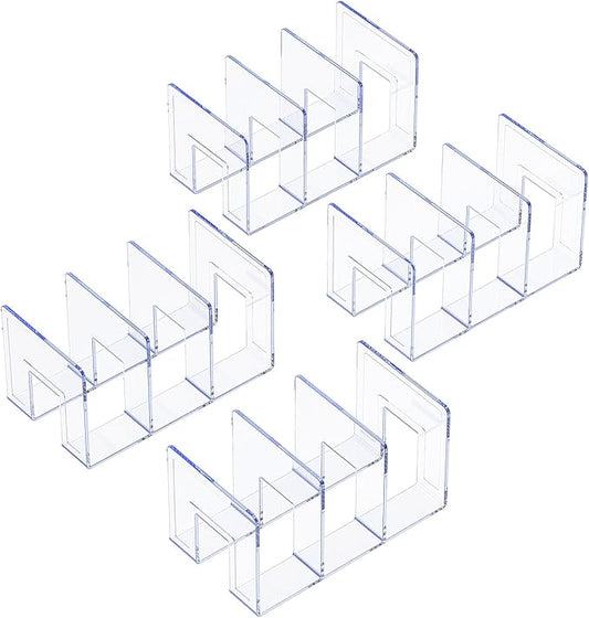 YAGELI Clear Acrylic Purse/Handbag Organizer - 3 Sections Divider for Closet Storage - Sturdy Organizer Rack for Purses, Handbags, and Clutches (4Pack-3Sections)