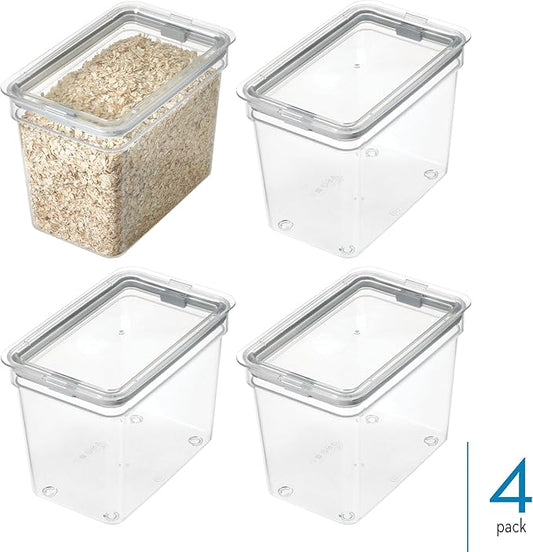 iDesign Small Food Storage Bin with Airtight Lid for Kitchen or Pantry Storage - Set of 4 - Clear