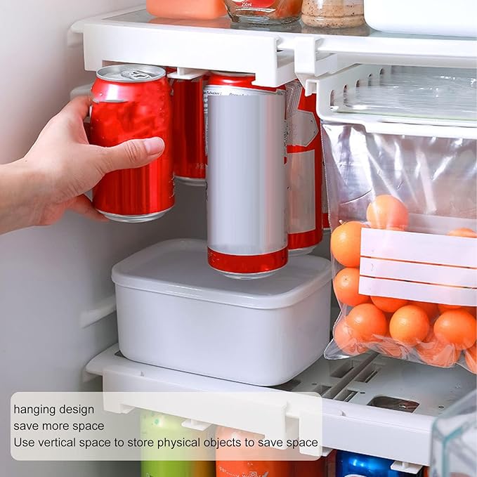 Can Holder Fridge, Large Capacity Soda Can Hanger Fridge Hanging Can Dispenser Drink Holder Beverage Dispenser Rack Soda Can Organizer for Fridge Freezer