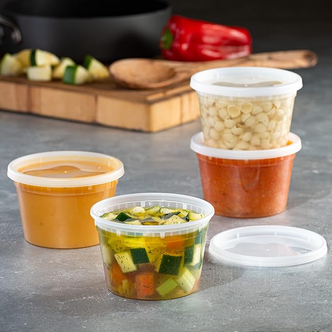 [16 oz. -24 Sets Deli Food Storage Freezer Containers With Leak-proof Lids