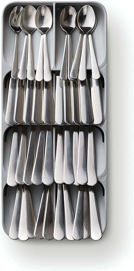 Joseph Joseph DrawerStore Compact Utensil Organizer For Kitchen Drawer Silverware, Flatware Tray, Grey