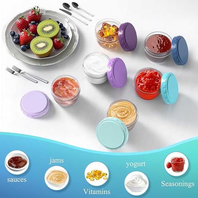 12 Pack Salad Dressing Containers To Go 2.7 oz Small Condiment with Lids Reusable BPA Free Leakproof Dipping Sauce Cups for Snack,Kitchen Storage,Camping,Travel